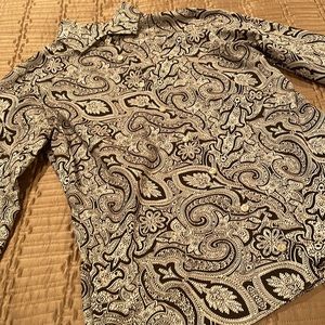 Lands’ End blouse, black/white paisley print, 12P